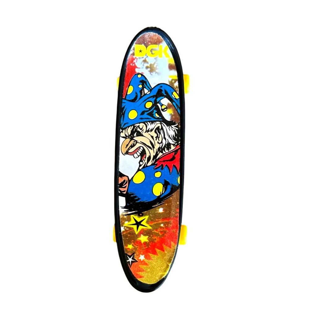 DGK Jester Fingerboard Tech Deck Toy Yellow Wheels Clown Graphic Miniature Skate